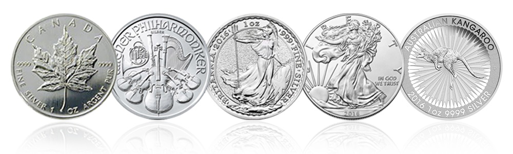 Silver coins Canadian Maples - Austrian Philharmonics - Britannias - Silver Eagles - Australian Kangaroos