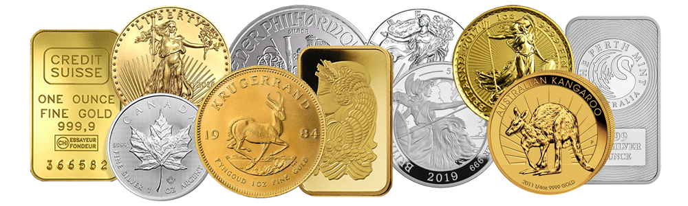 Gold and Silver Coins and Bars